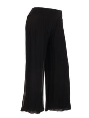Italian Silk Trouser With Elasticated Waist - Black