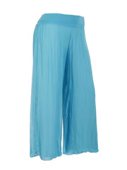 Italian Silk Trouser With Elasticated Waist - Turquoise