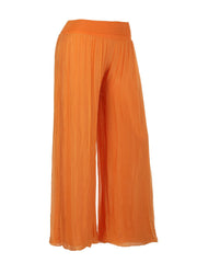 Italian Silk Trouser With Elasticated Waist - Orange