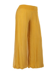 Italian Silk Trouser With Elasticated Waist - Mustard