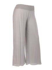 Italian Silk Trouser With Elasticated Waist - Light Grey