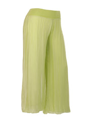 Italian Silk Trouser With Elasticated Waist - Lime Green