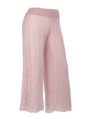 Italian Silk Trouser With Elasticated Waist - Baby Pink