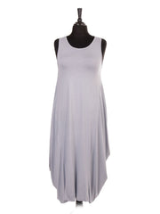 Italian Sleeveless Jersey Parachute Lagenlook Dress - Light Grey