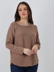 Italian Soft Feel Scoop Neck Jumper - Camel