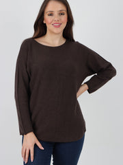 Italian Soft Feel Scoop Neck Jumper - Chocolate
