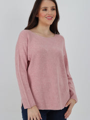 Italian Soft Feel Scoop Neck Jumper - Dusty Pink