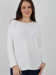 Italian Soft Feel Scoop Neck Jumper - White