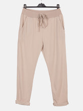 Italian Solid Color Cotton Trousers With Side Pockets - Beige