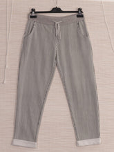 Italian Striped Print Cotton Trousers - Black