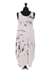 Italian Tie & Dye Print Lagenlook Dress - White
