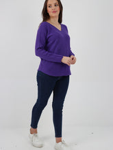 Italian V-neck Soft Knitted Jumper - Purple