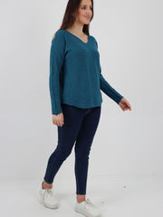 Italian V-neck Soft Knitted Jumper - Teal