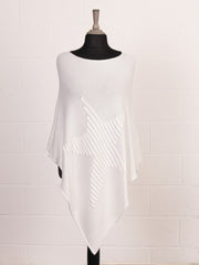 Italian Wool Mix Ribbed Star Poncho - White