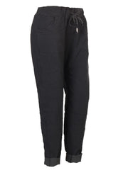 Italian Plain Magic Pants With Side Pockets - Charcoal