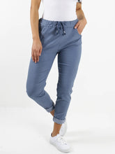 Italian Plain Magic Pants With Side Pockets - Denim