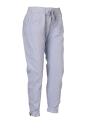 Italian Plain Magic Pants With Side Pockets - Ice Blue