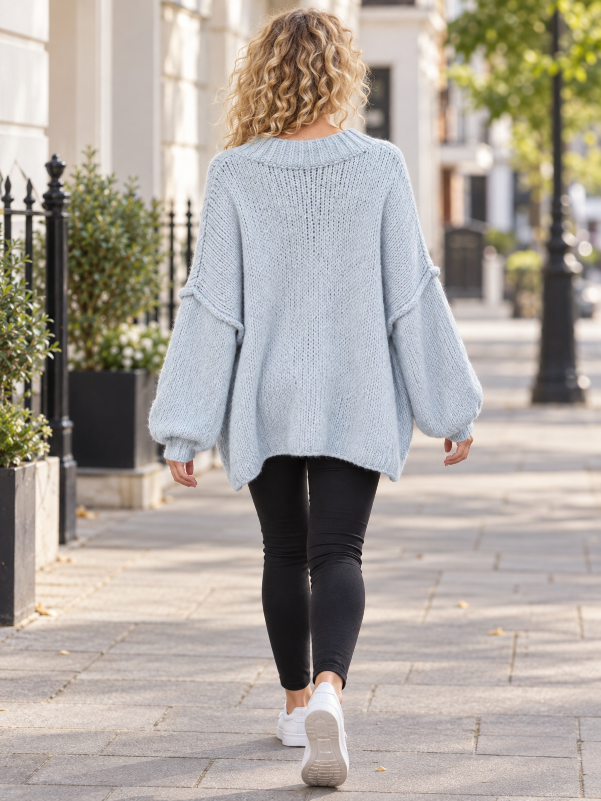 Italian Relaxed Fit Mohair Jumper - Ice Blue