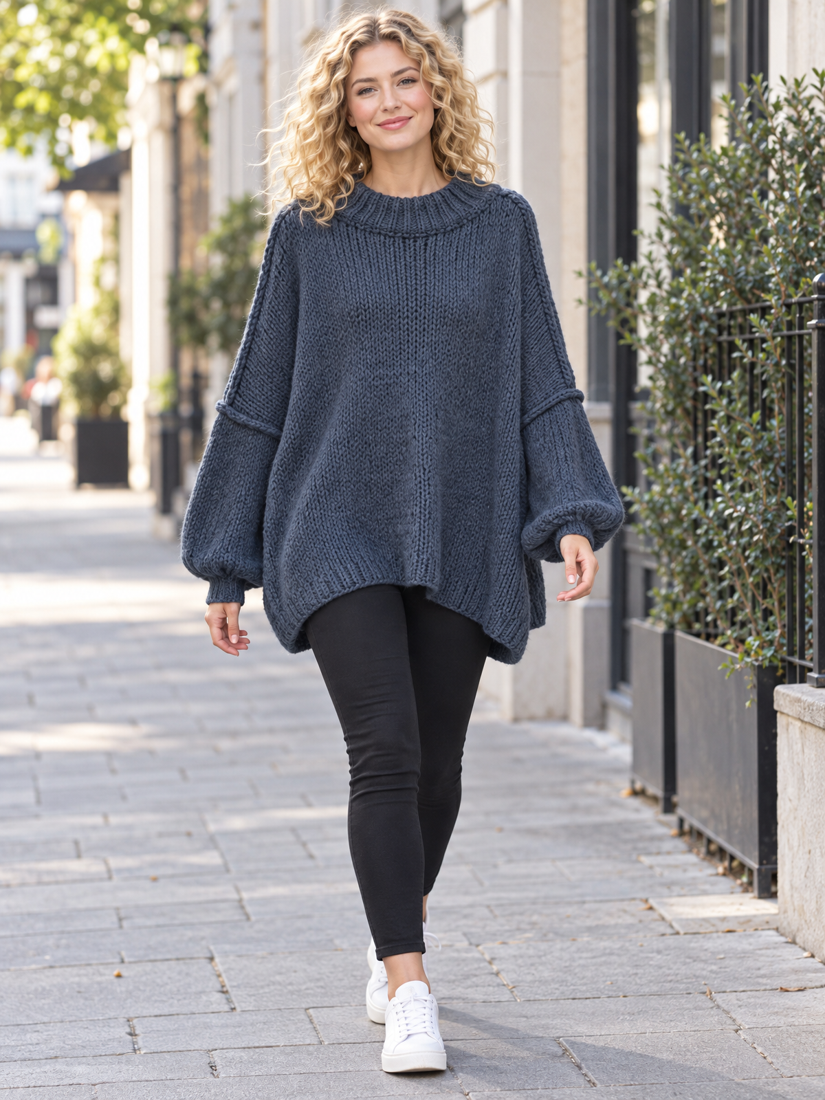 Italian Relaxed Fit Mohair Jumper - Navy