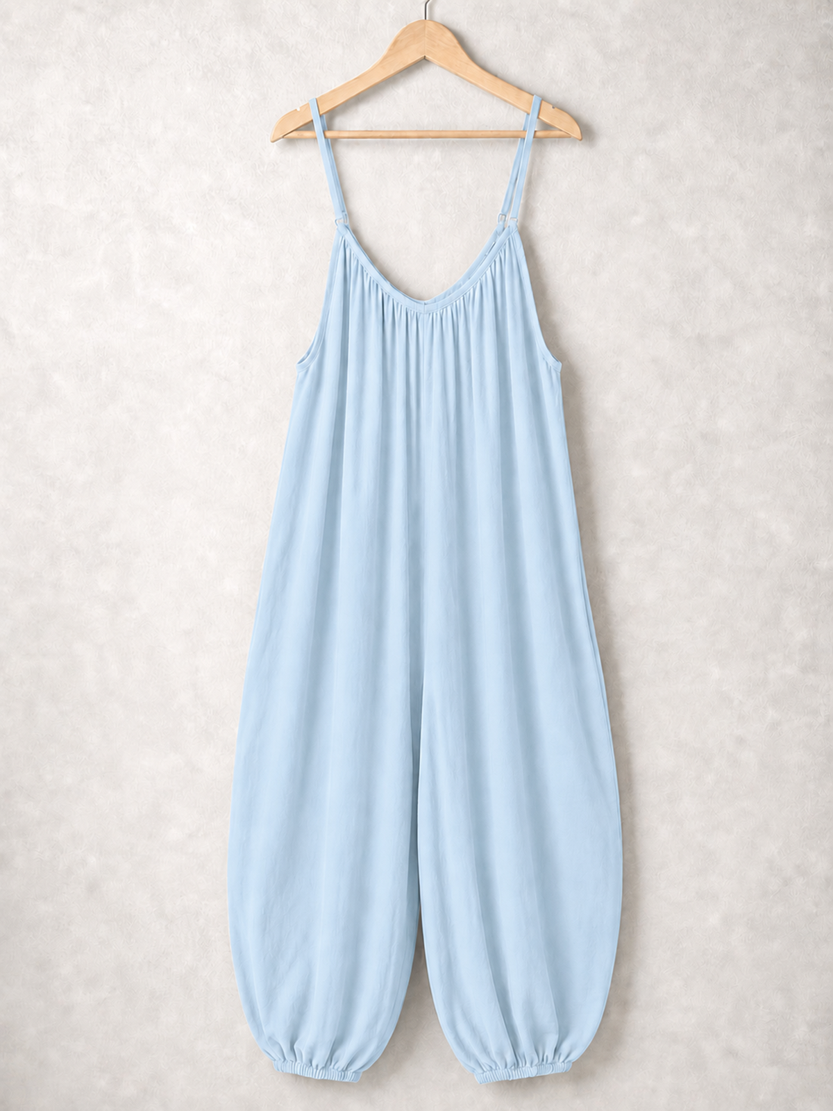 Italian Strappy Harem Style Jumpsuit With Side Pockets - Ice Blue