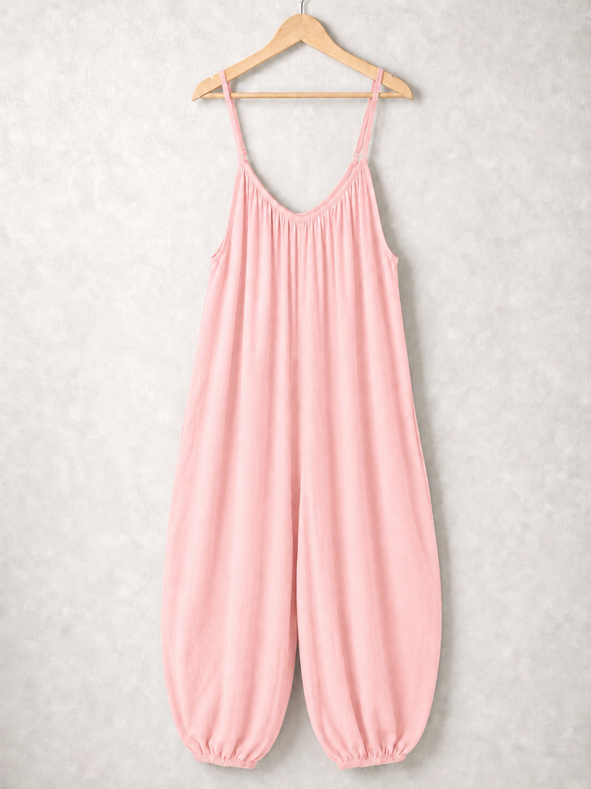 Italian Strappy Harem Style Jumpsuit With Side Pockets - Pink