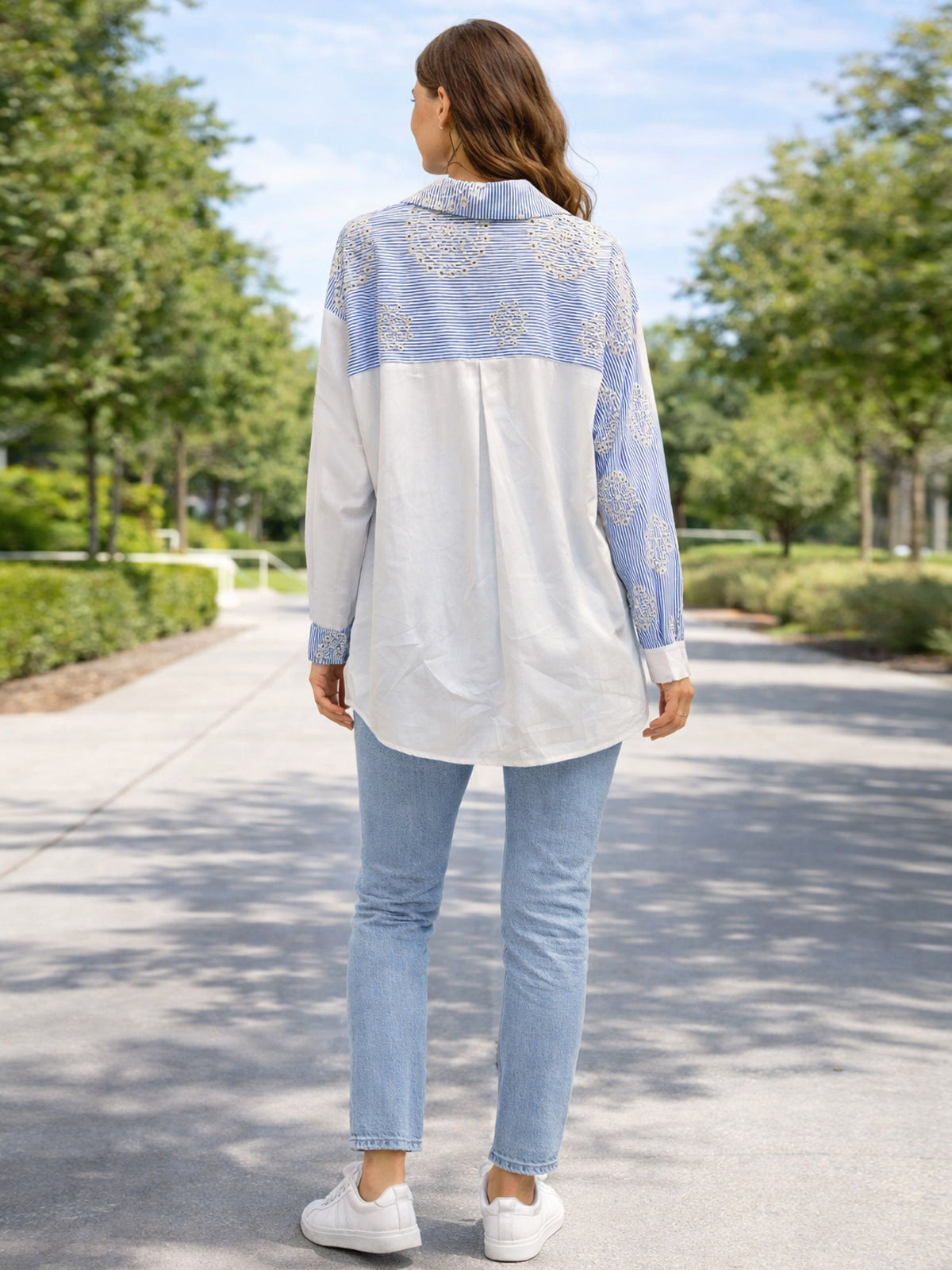 Italian Front button panel broderie Detail Blouse