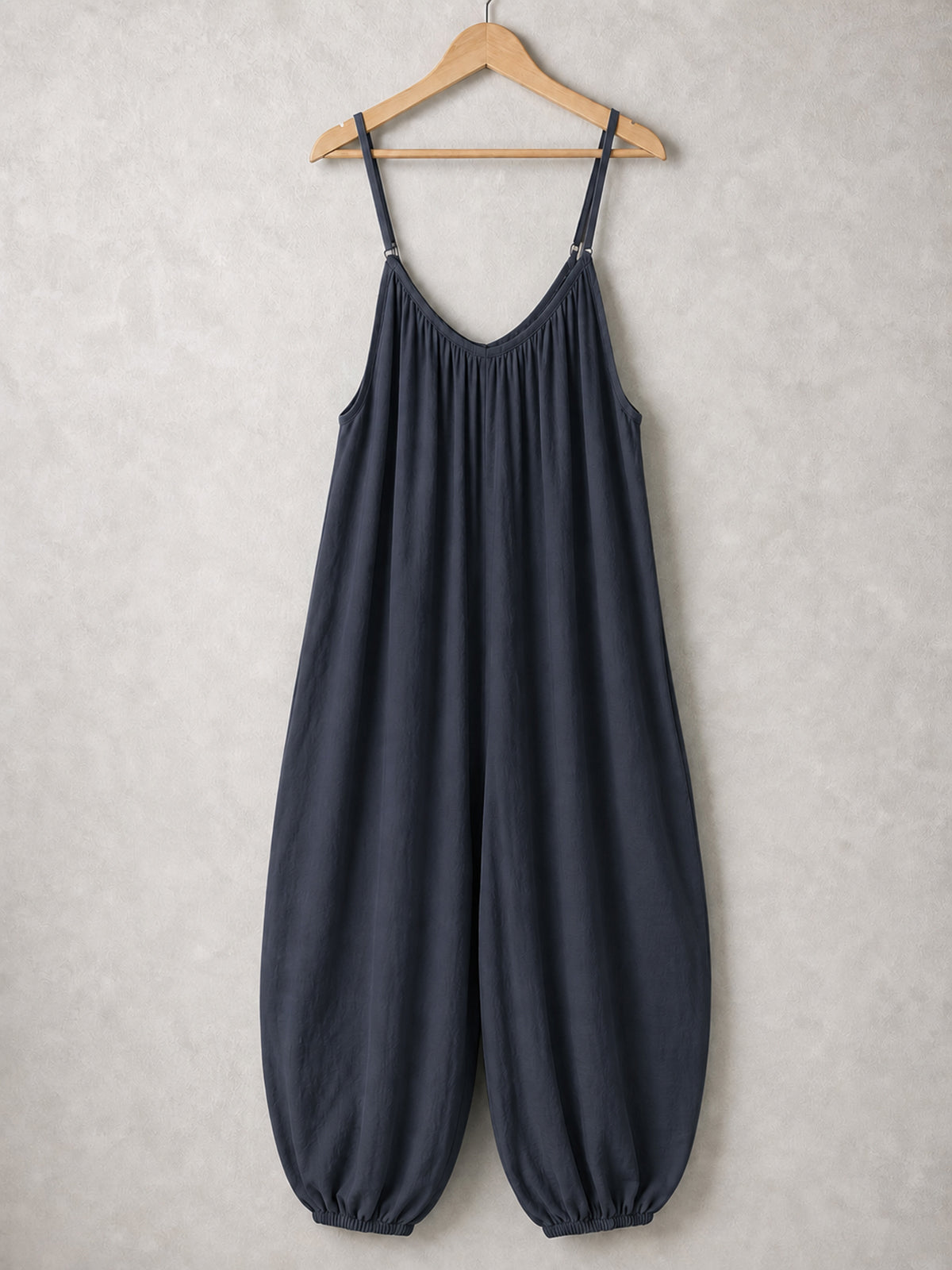 Italian Strappy Harem Style Jumpsuit With Side Pockets - Navy