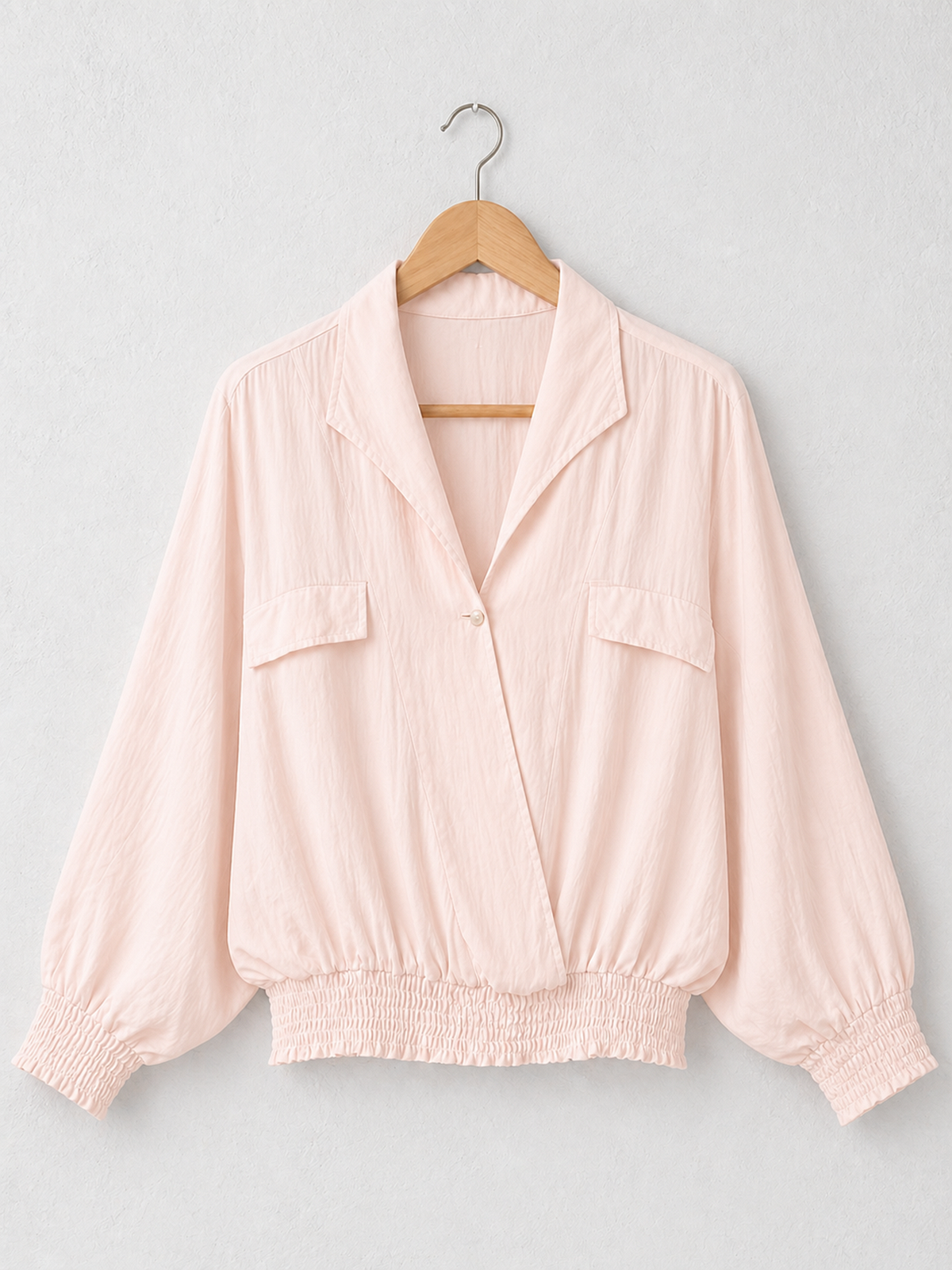 Made In Italy Wrap-front Flowy Cropped Top With Elastic Hem - Baby Pink