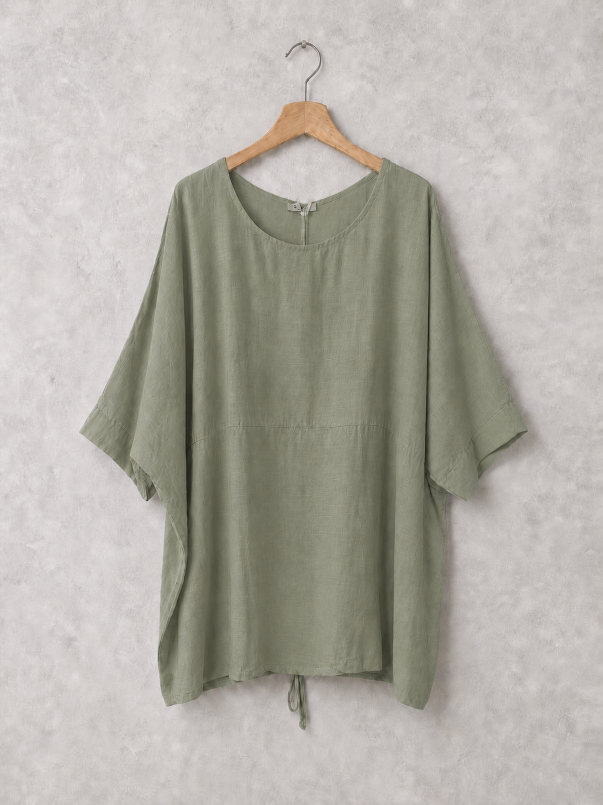 Plus Size Italian Ruched Detail Batwing Linen Top - Khaki