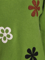 Italian Embossed Flower Soft Knit Jumper - Lime Green
