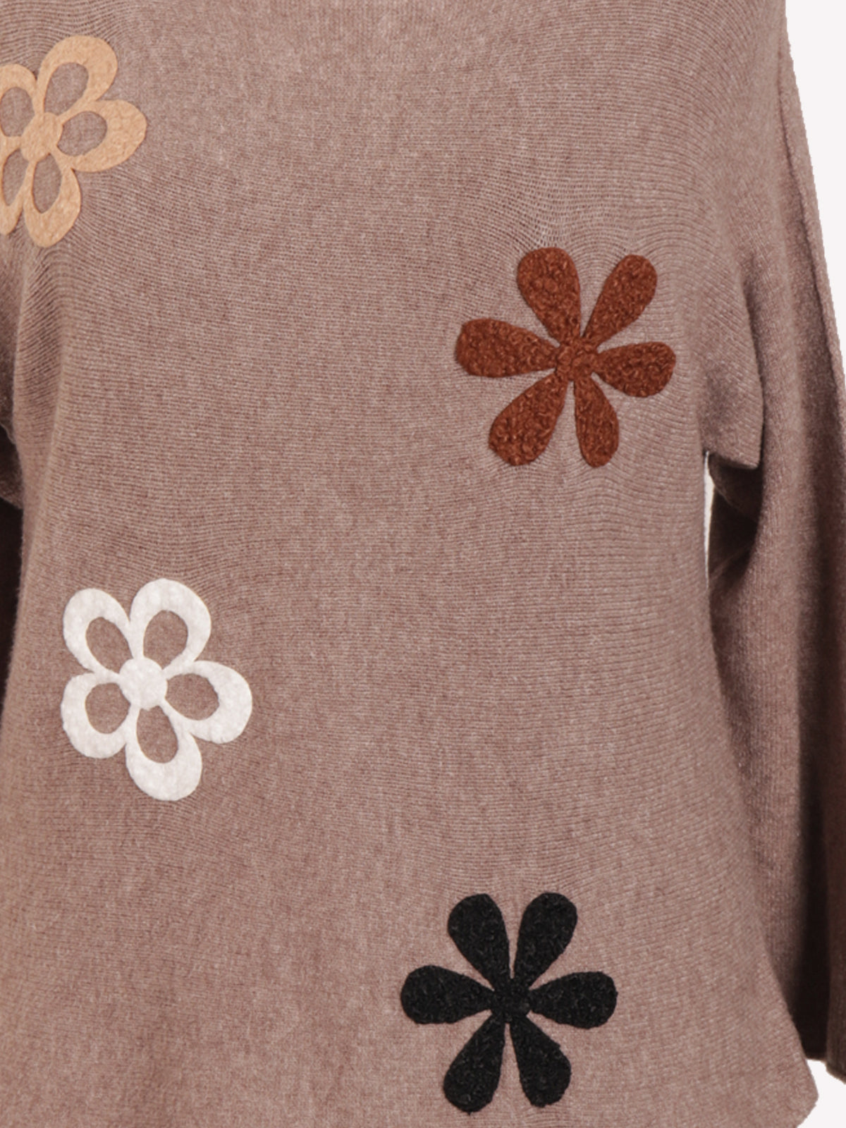 Italian Embossed Flower Soft Knit Jumper - Mocha