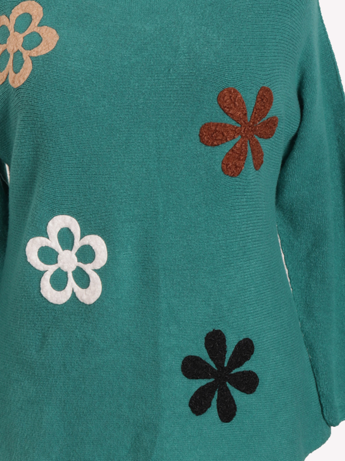 Italian Embossed Flower Soft Knit Jumper - Teal