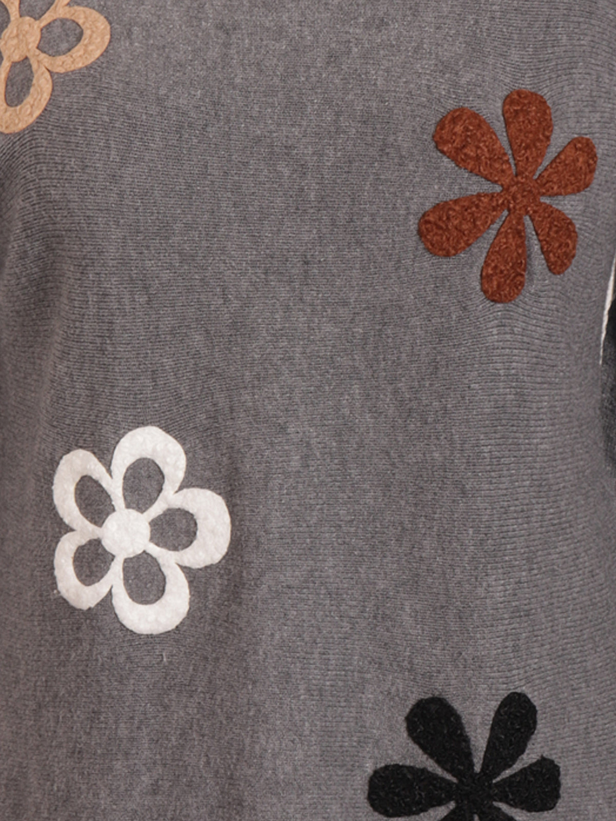 Italian Embossed Flower Soft Knit Jumper - Grey
