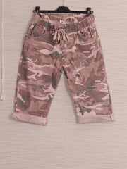 Italian Camouflage Print Knee Length Magic Shorts - Baby Pink