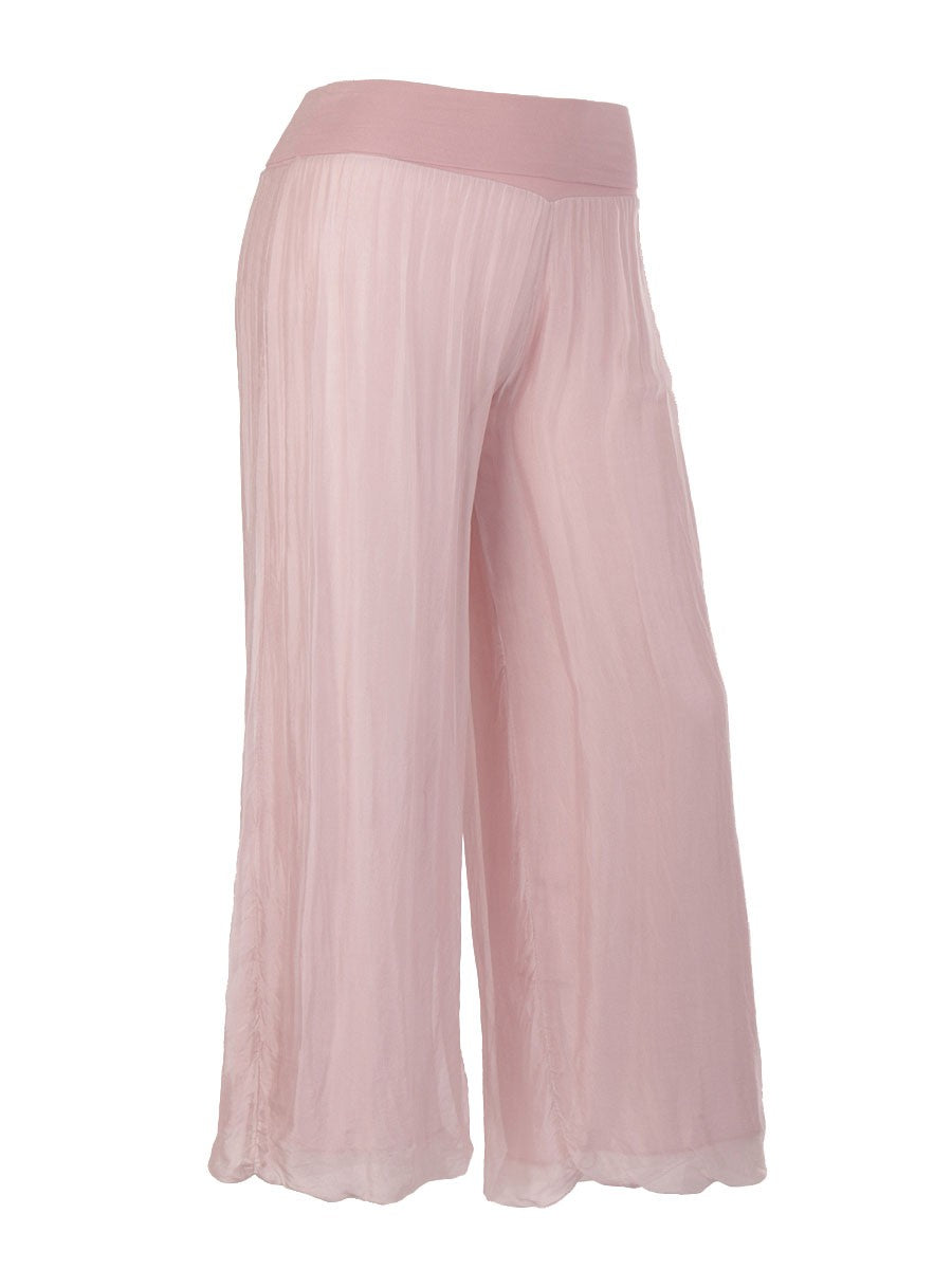 Italian Silk Trouser With Elasticated Waist -  Baby Pink