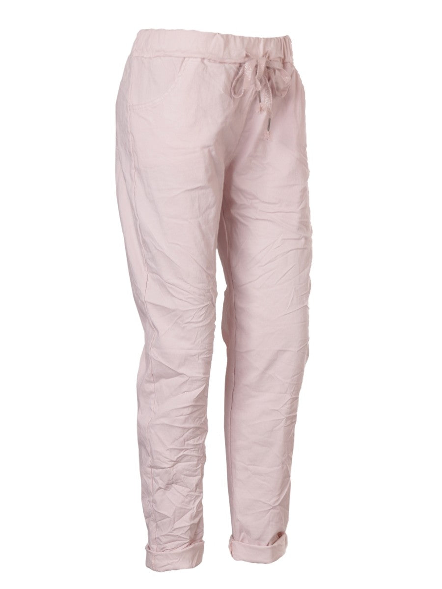 Italian Plain Magic Pants With Side Pockets - Baby Pink