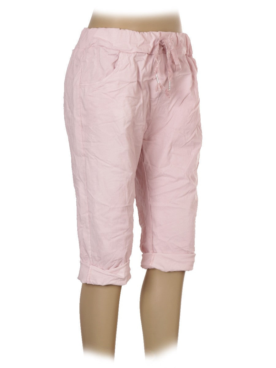 Italian Plain Magic Shorts With Side Pockets - Baby Pink