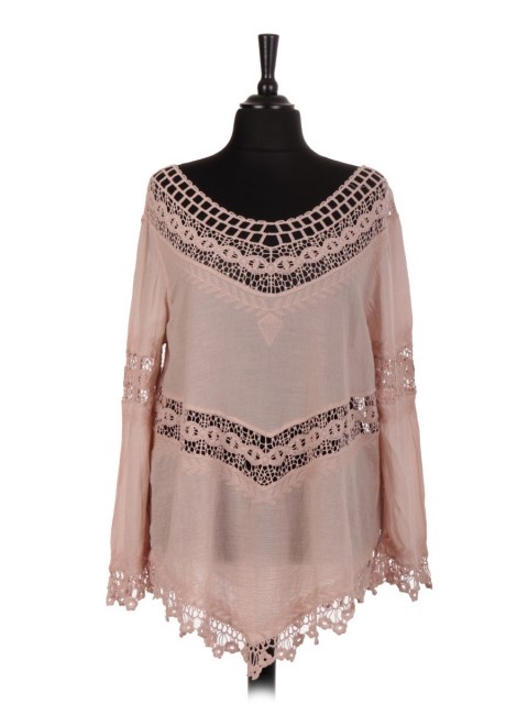 Italian Cotton Lace Panel Top