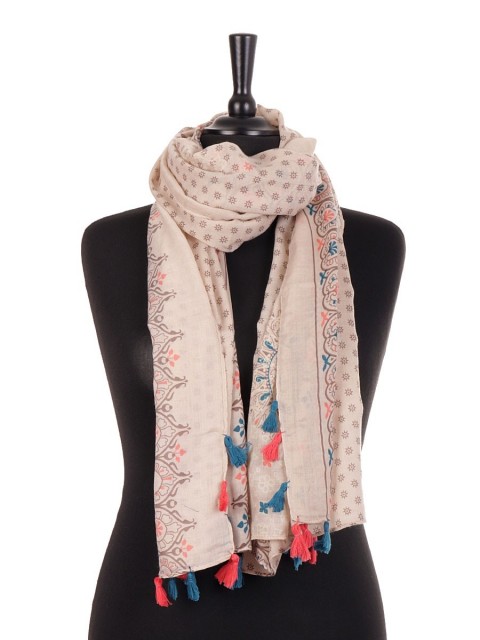 Aztec Print Scarf With Tassels