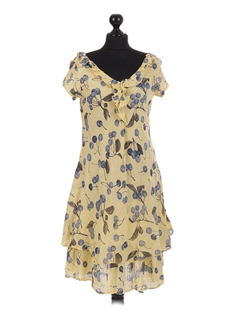 Italian cherry Printed Layerd Frilled Dress