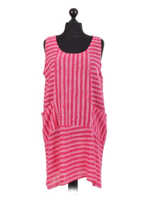 Italian Cotton Stripy Sleeveless Dress