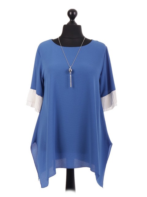 Italian Ruffle Frill Sleeve Crepe Top