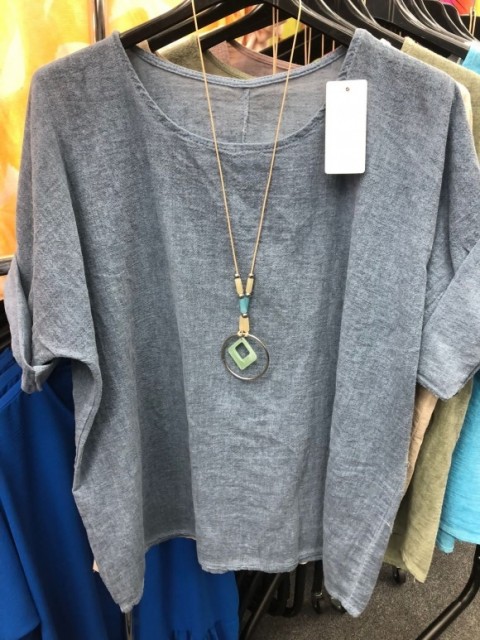 Italian Stone Wash Necklace Crop Top