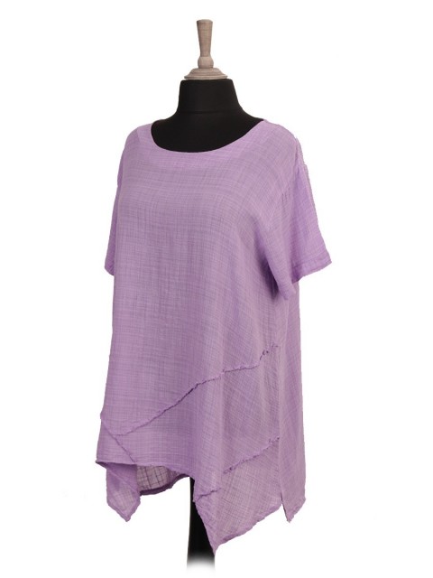 Italian Cheesecloth Asymmetric Hem Tunic Top