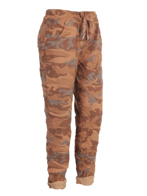 Plus Size Italian Camouflage Print Cotton Magic Pants