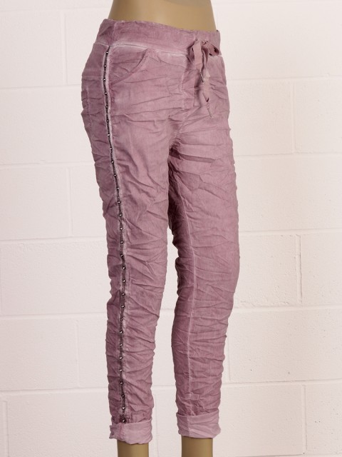 Italian Cold Dye Side Diamante Panel Elasticated Joggers