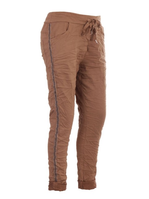 Italian Cold Dye Side Diamante Panel Trousers