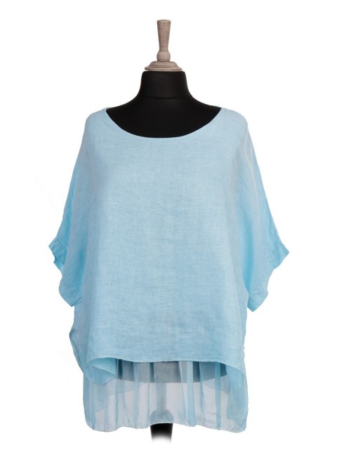Italian Cold Dye Two Layered Linen Batwing Top