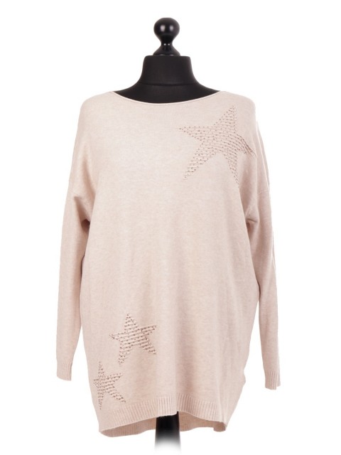 Italian Diamante Embossed Star Knitted jumper