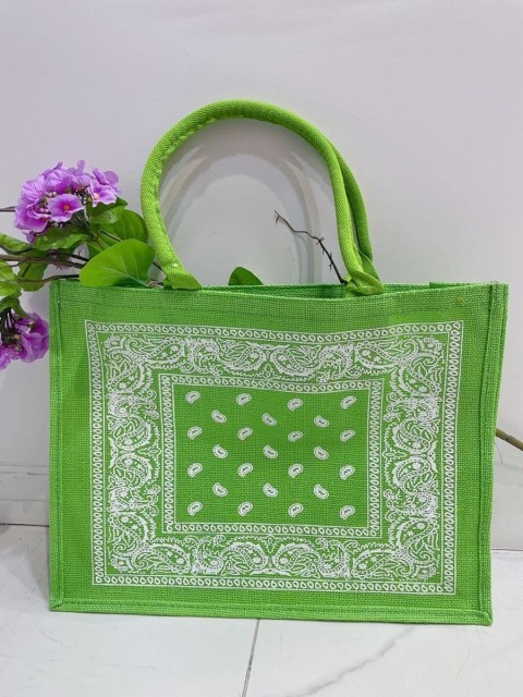 Italian Eco Friendly Paisley Print Linen Handbag